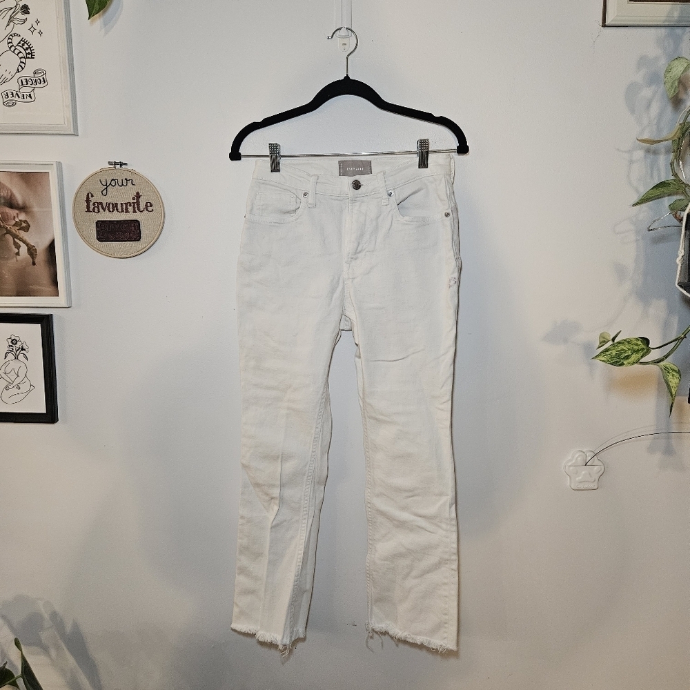 Everlane White High-Rise Kick Crop Jeans